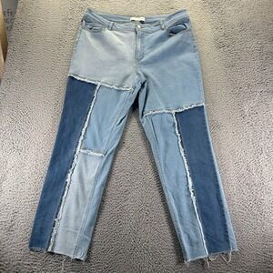Est. 1846 Denim Jeans Womens 16 Blue Cotton Straight High Rise Patchwork Stretch